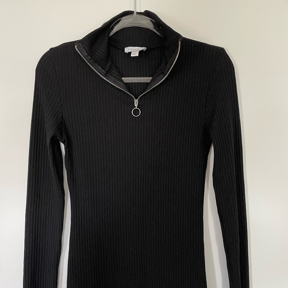 Topshop - Black Ribbed Long Sleeve Knit Dress - Picture 4 of 6